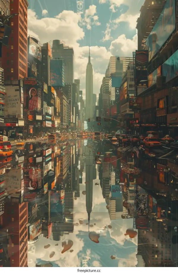 Reflected Metropolis Cityscape Illustration