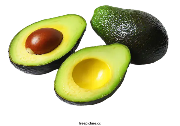 [Transparent Background PNG]Freshly Cut Avocados on White Background