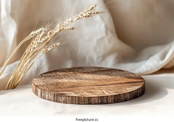 Natural Wood Display Stand with Wheat Ears