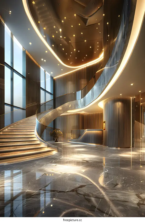 Staircase in a hotel lobby