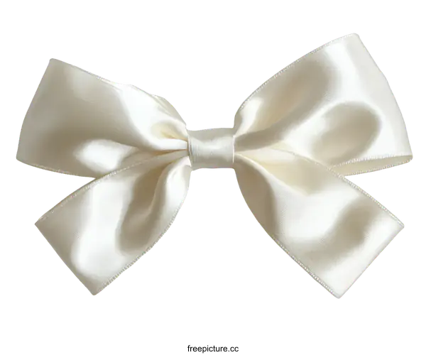 [Transparent Background PNG]Elegant Cream Satin Ribbon Bow