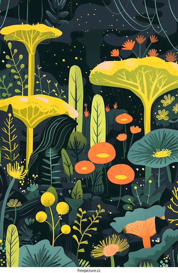 Abstract Yellow and Orange Floral Pattern