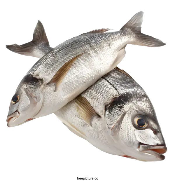 [Transparent Background PNG]Two fresh sea breams on white background