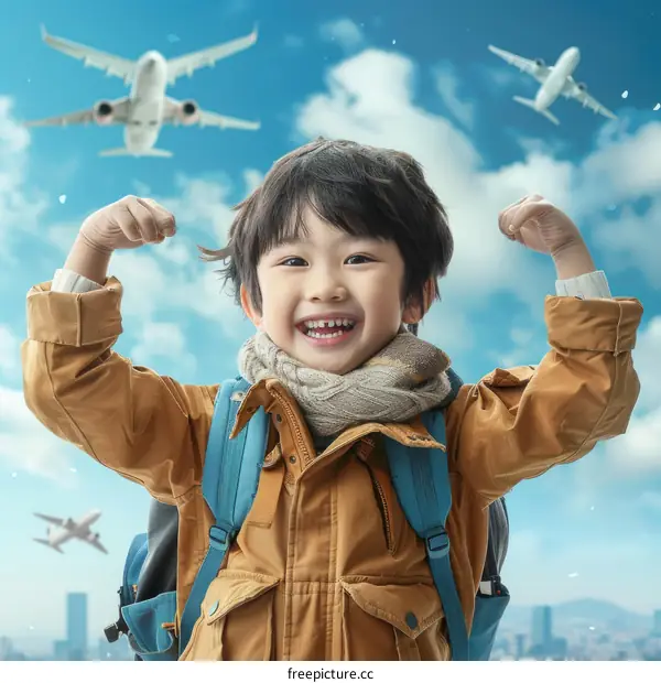 Little boy dreams of flying