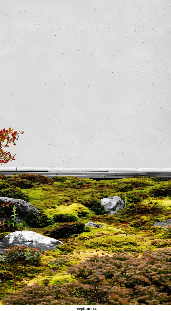 Japanese Zen Garden with Moss and Stones