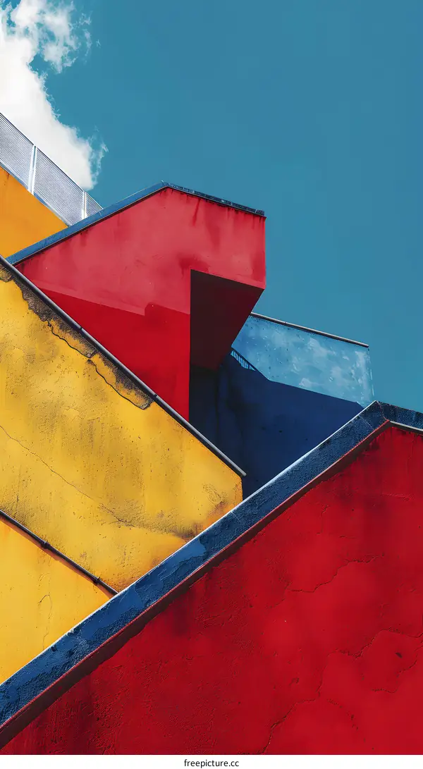 Abstract Architecture with Red Yellow and Blue Walls