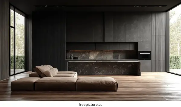 Modern Minimalist Kitchen Living Room Interior Design