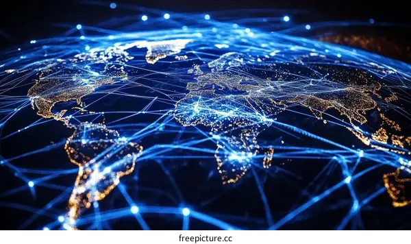Global Network Connections World Map Illustration