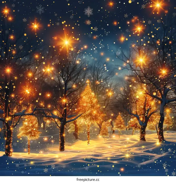 Winter Night Outlook with Festive Christmas Lights