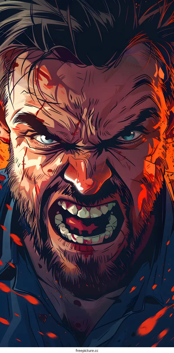 Wolverine angry face closeup comic art