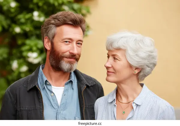 Portrait of a Couple Smiling Outdoor