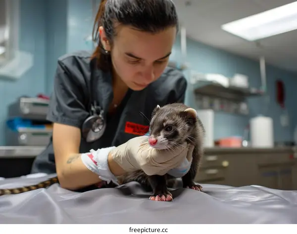 Comprehensive Ferret Care and Diagnostics at a Veterinary Clinic