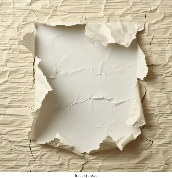 Hole torn in cardboard