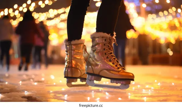 Close-up of a person ice skating on an ice rink