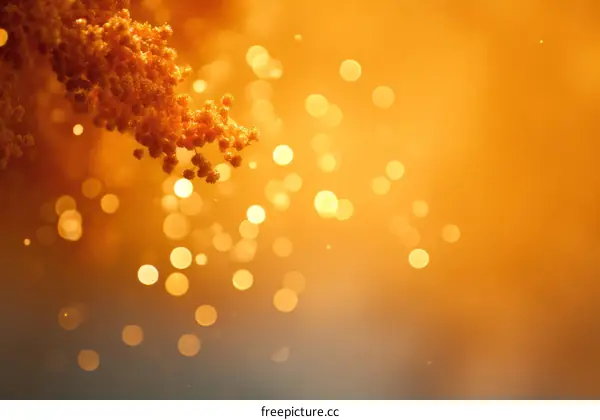 Golden Bokeh Background with Floral Detail