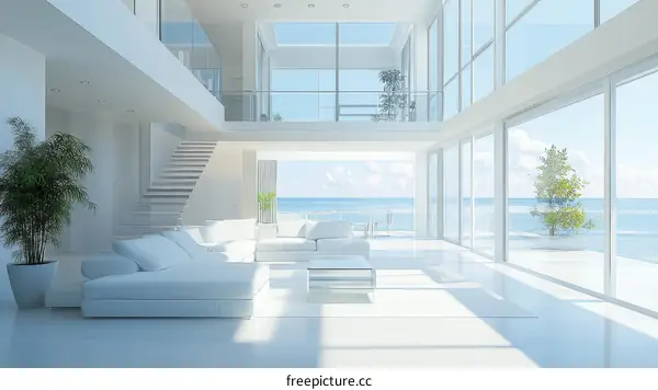 Modern Coastal Luxury Living Room Illustration