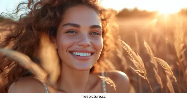 Beautiful Woman Outdoors in Golden Light