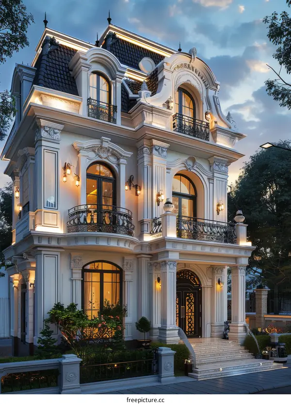 Elegant European Mansion Exterior Design