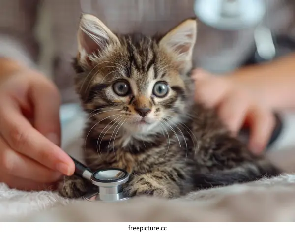 Tabby Kitten's Veterinary Checkup