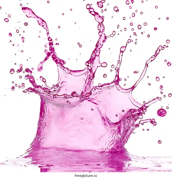 Pink Splash of Liquid with Bubbles