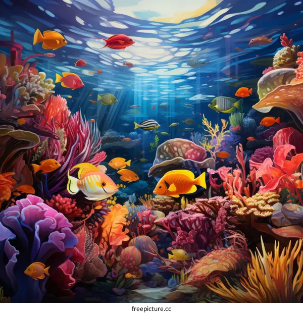 Undersea World with Vibrant Coral Reefs and Fish