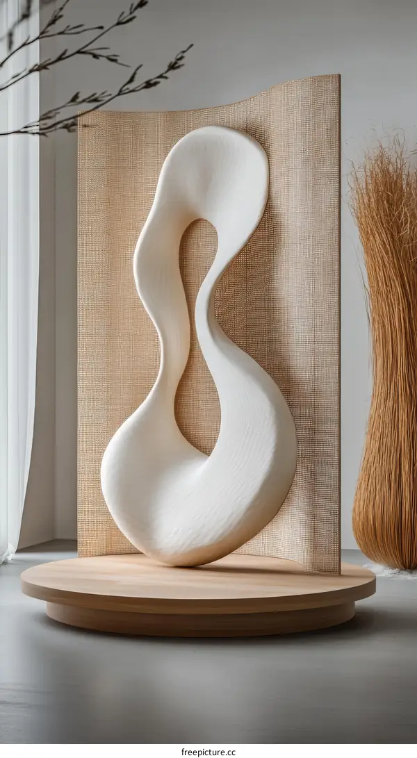 Abstract Modern Wooden Sculpture Display