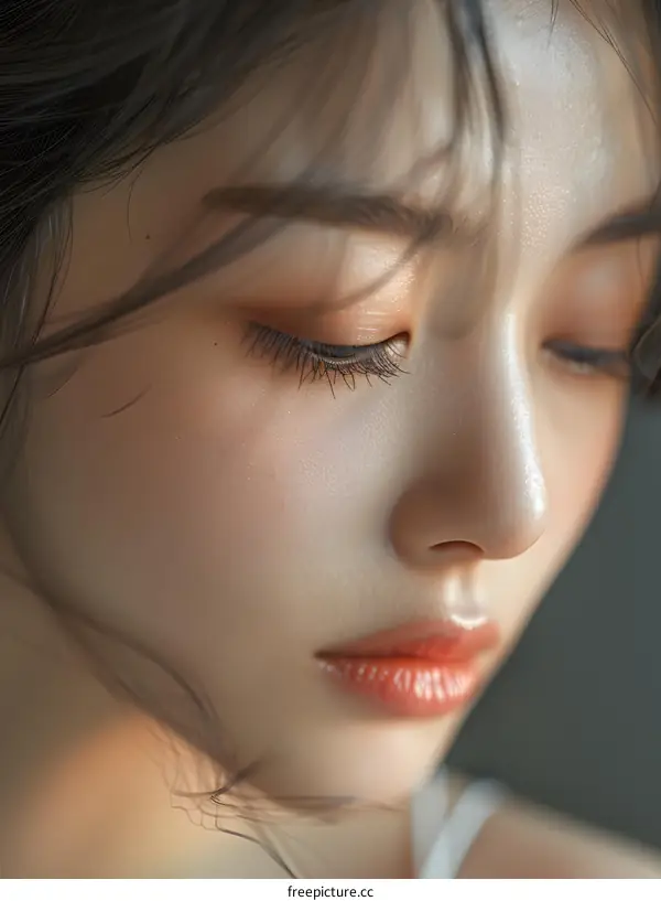 Close Up of a Young Woman with Brown Hair and Eyes