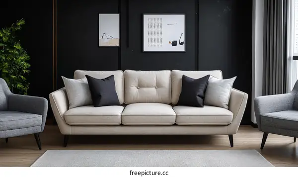 Modern Beige Sofa in a Stylish Living Room