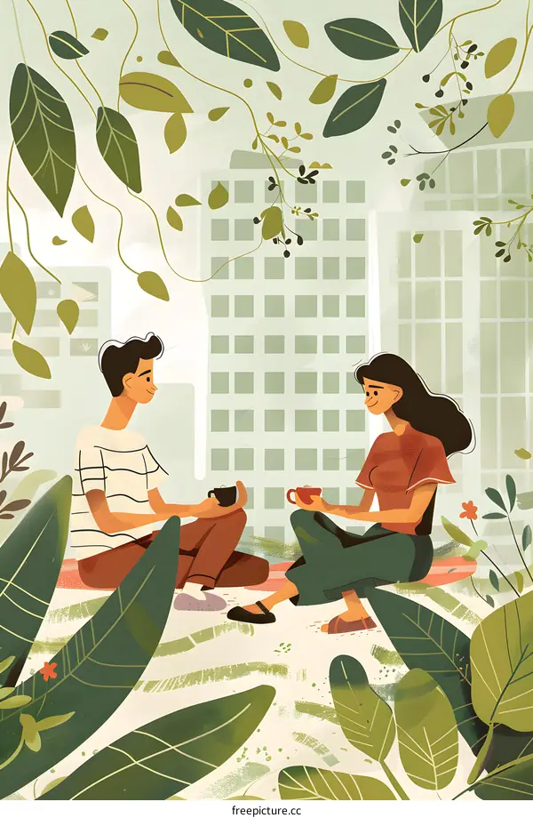 Couple Enjoying Coffee Together In The City