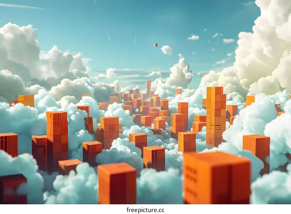 Abstract Cityscape Above the Clouds