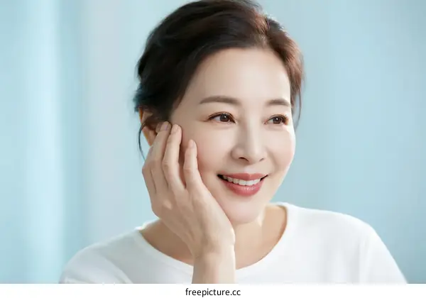 Portrait of a Middle-Aged Woman with Natural Skin Care