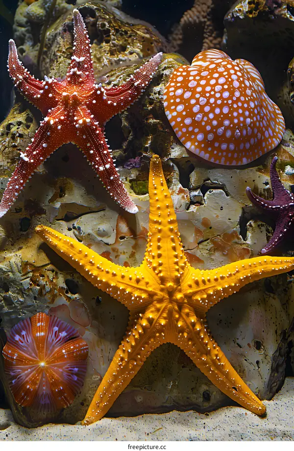 Colorful Starfish on a Rock