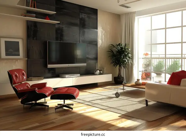 Modern Minimalist Living Room with Sunlight