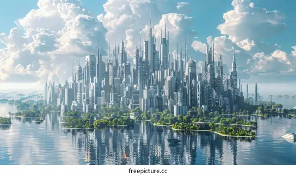 Futuristic Cityscape on Islands