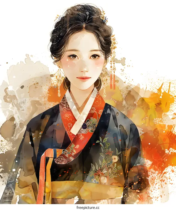 A beautiful Korean woman in traditional dress