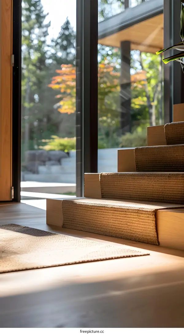 Wooden Stairs with Natural Light