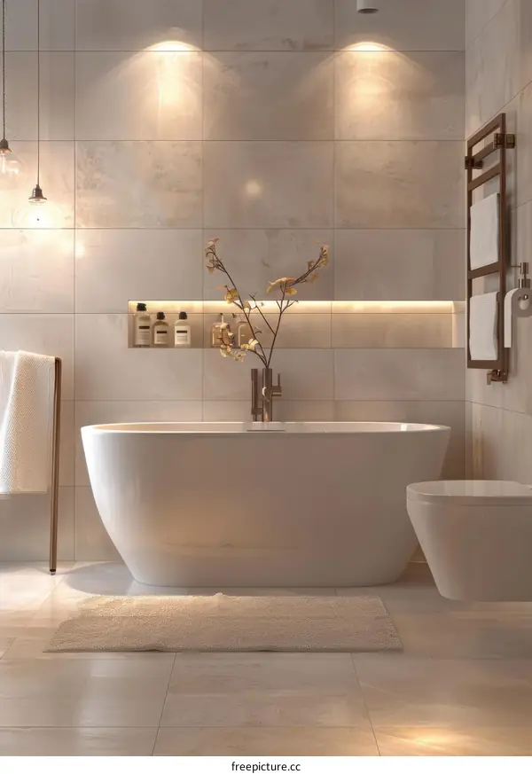 Modern Elegant Bathroom with Freestanding Tub
