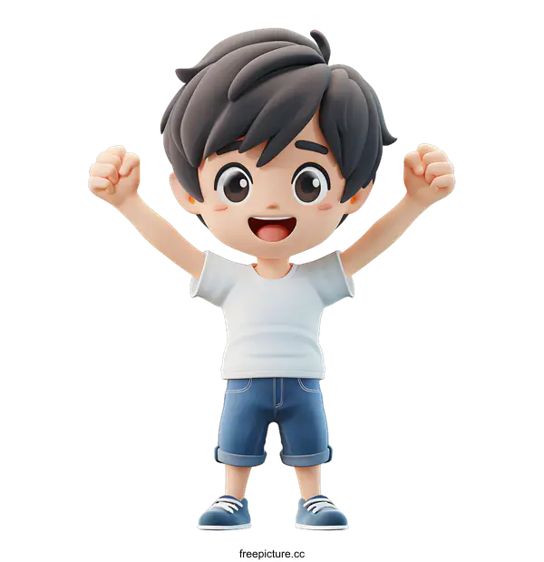 [Transparent Background PNG]Happy Boy Cartoon Character 3D Rendering