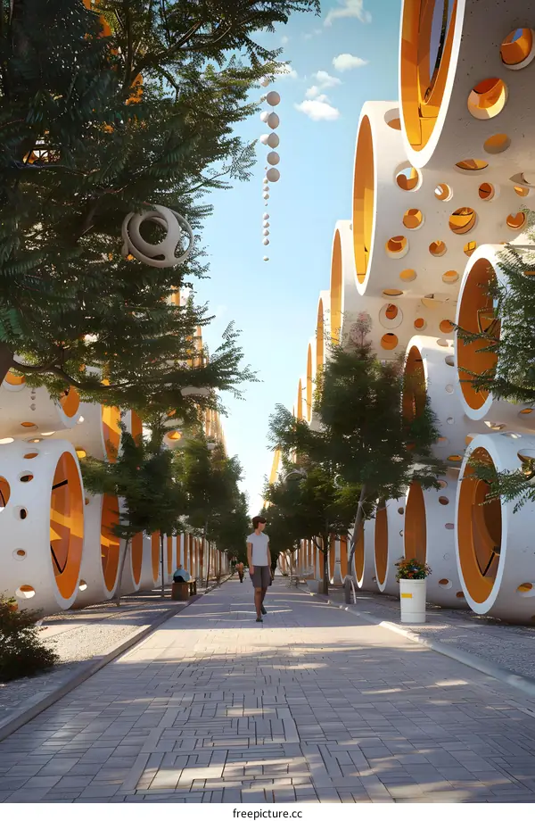 Modern Architecture Design With Circular Windows In A Residential Area