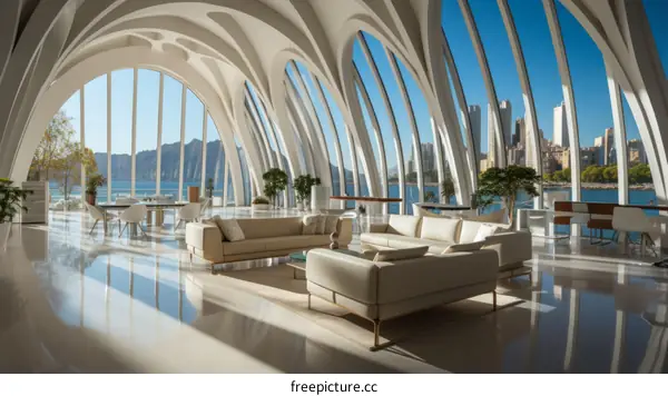 Bright White Modern Home Interior with Large Windows