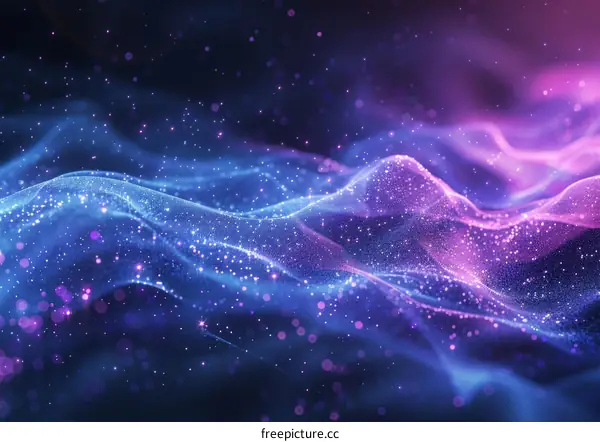 Nebula of Vibrant Blue and Purple Particles with Holographic Glow