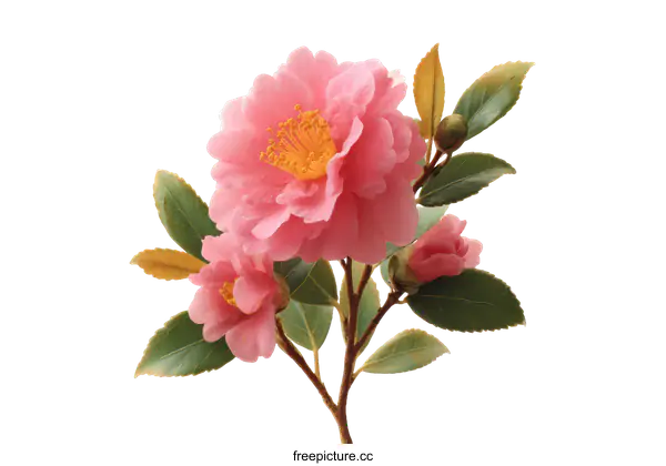 [Transparent Background PNG]Beautiful Pink Camellia Flowers Close-up
