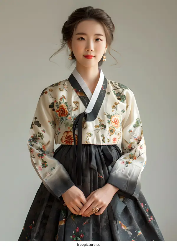 Portrait of a young woman in a hanbok