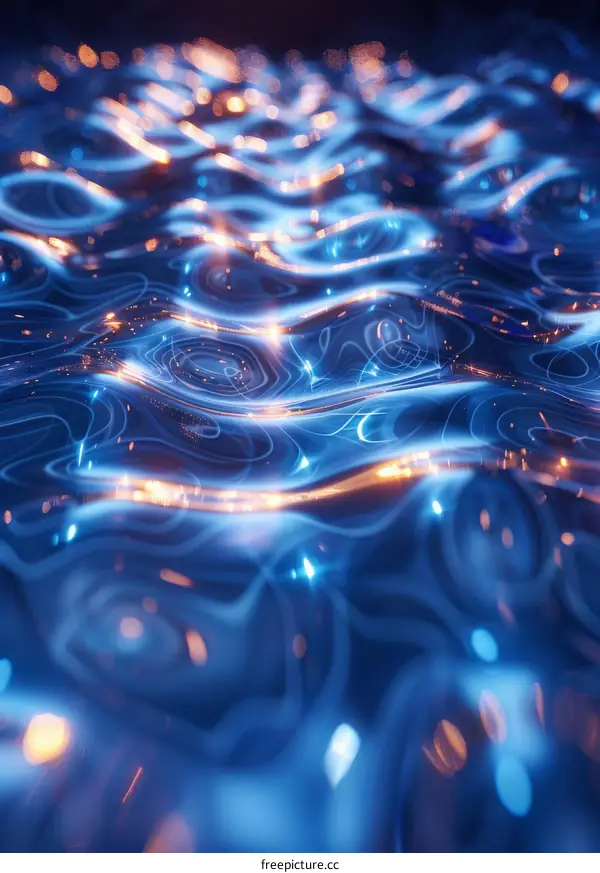 Abstract Wavy Background in Blue and Orange