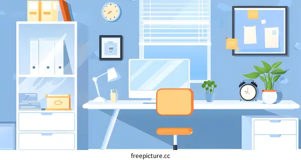 Modern Home Office Interior Design Illustration