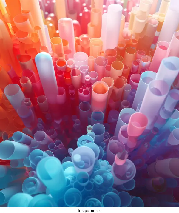 Abstract 3D Tube Art: Colorful Gradient Design