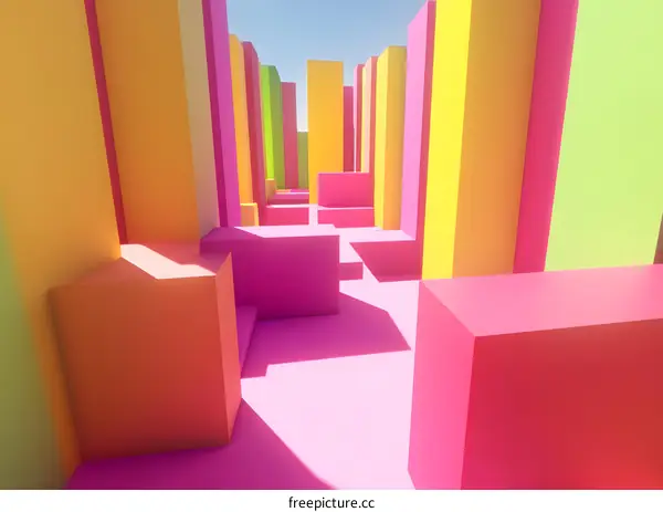 Abstract Colorful Geometric Shapes 3D Illustration
