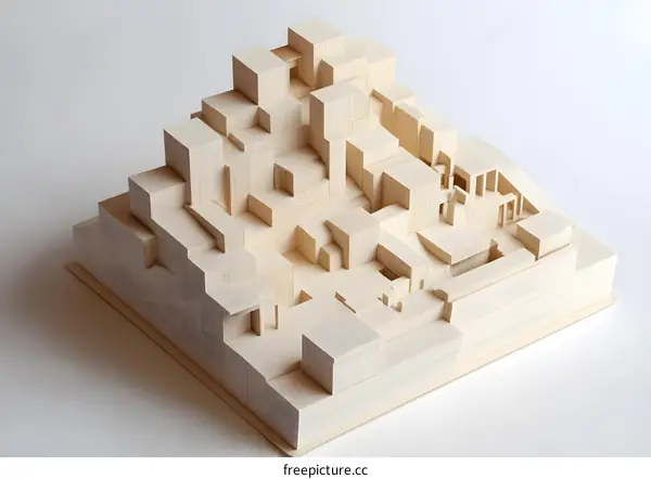 Wooden Model of Abstract Cityscape