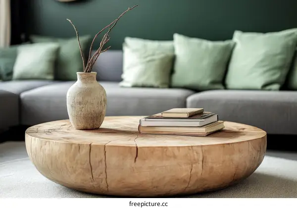 Modern Wooden Coffee Table with Decor