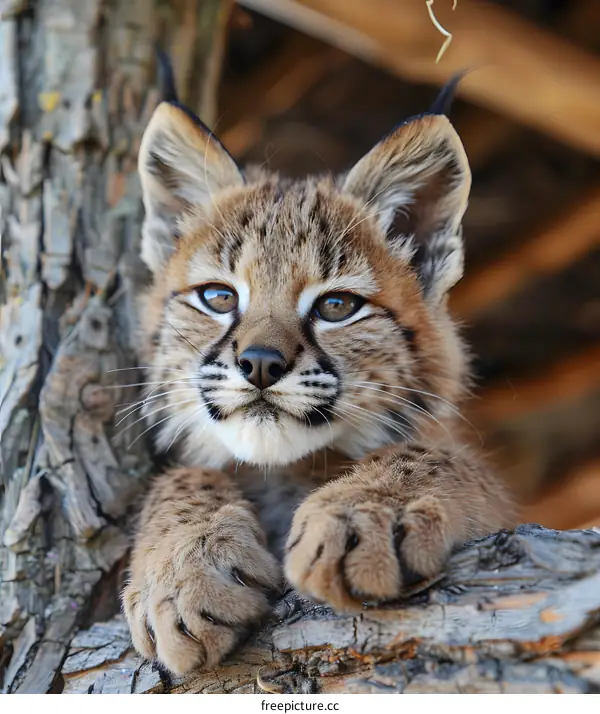 Close up portrait of a lynx cub
